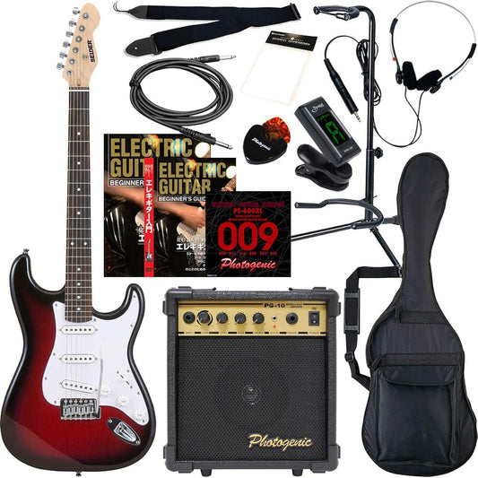 SELDER Electric Guitar Stratocaster Type Sakura Musical Instrument Original ST-16/RDS Beginner's 13-Piece Set