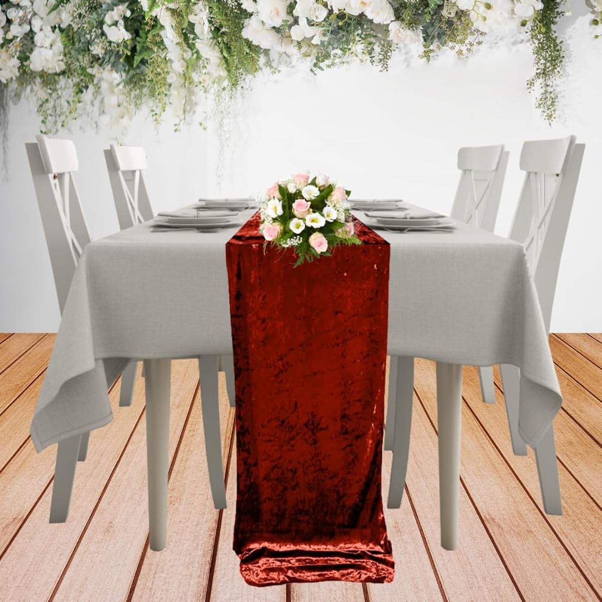 RNOONY velvet table runner red