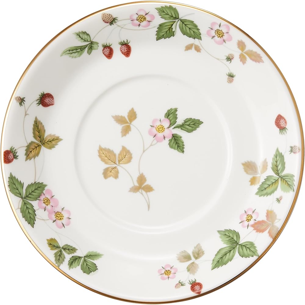 [Regular Imported Product] Wedgwood Bone China Wild Strawberry Pair Coffee Cup & Saucer (Delphi) Wedding Gift Present 1053377