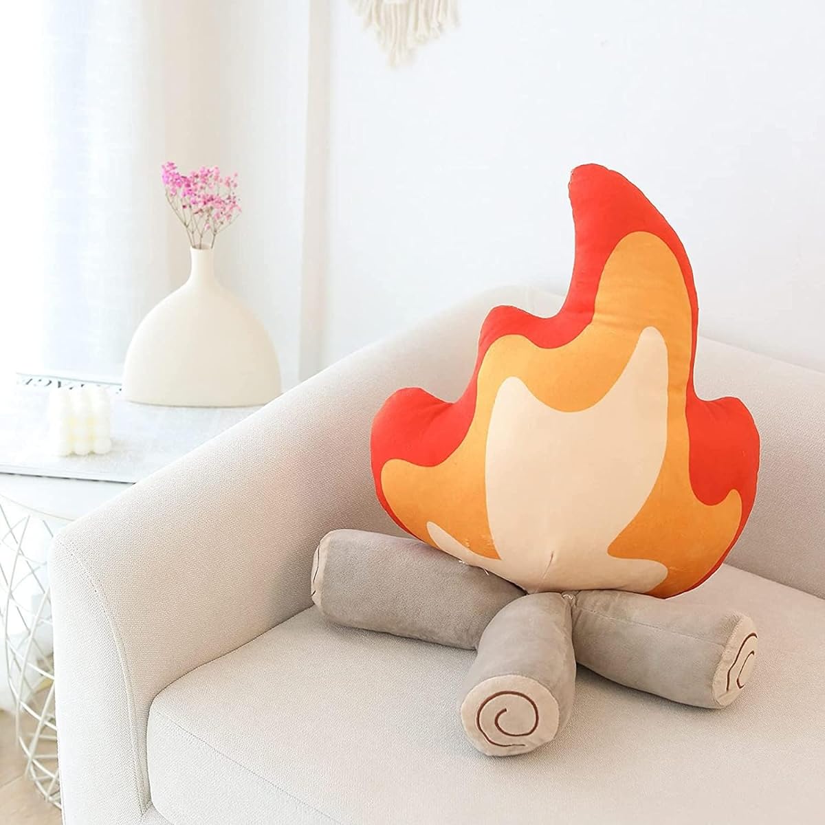 WeightedPlush Funny Campfire Plush Toy, Soft Simulation Campfire Plush Doll Fake Fire Firewood Plush Toy for Outdoor Camping Room Decoration, Surprise Gift for Kids