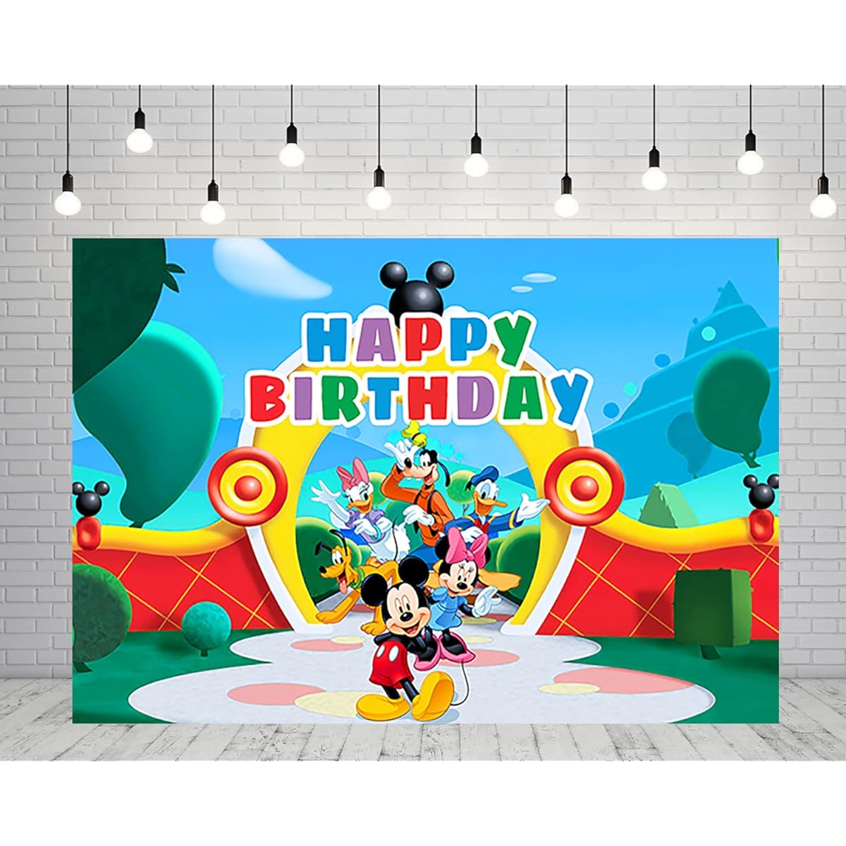 Mickey Mouse Clubhouse Backdrop Birthday Party Supplies 5x3ft Park Photo Backdrop Mickey Mouse Clubhouse Theme Baby Shower Banner for Birthday Cake Table Decorations