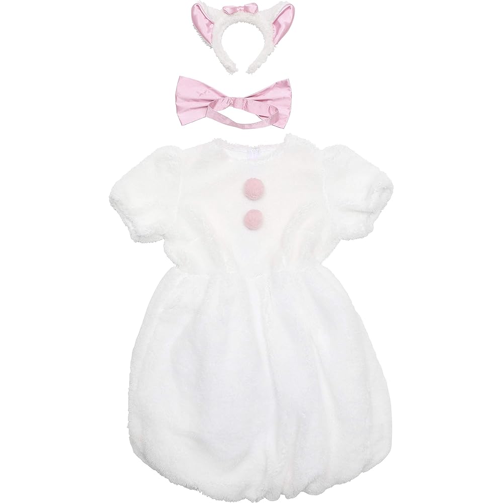 Clearstone Fluffy Animal Cosplay Halloween Ribbon Cat Cat Black Cat Fluffy Women's White Costume Fancy Dress Costume