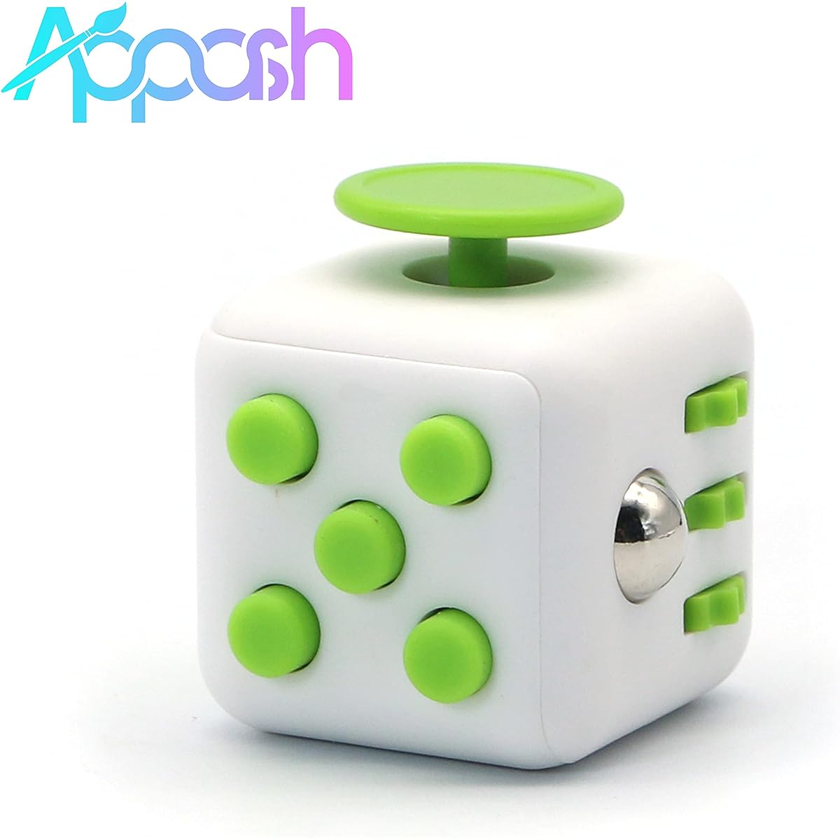 Appash Fidget Cube Stress Anxiety Pressure Relief Toys Perfect for Adults and Kids [Gift Idea] [Relaxing Toy] [Stress Relief] [Soft Material] (White & Green)