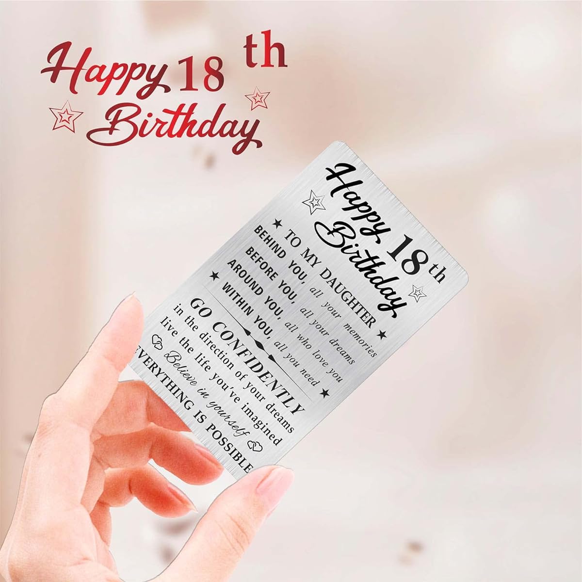 MOQIYXL 18th Birthday Card for Daughter 18 Years Old Gift for Daughter Engraved Wallet Card