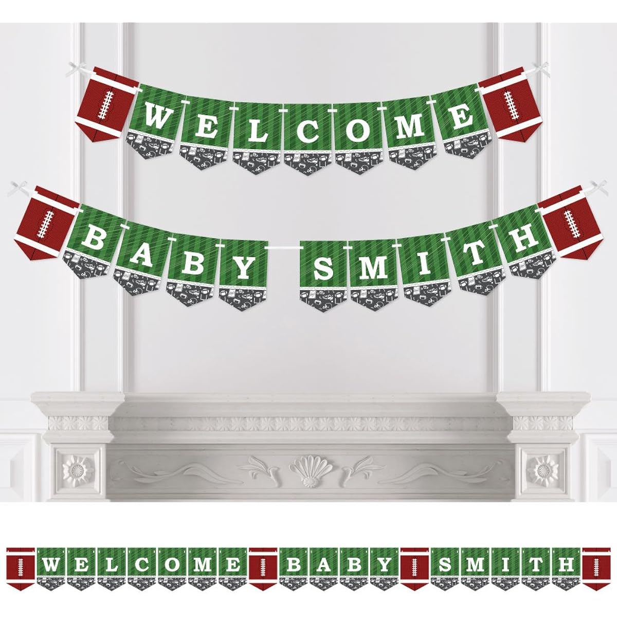Custom End Zone - Football - Personalised Baby Shower or Birthday Party Bunting Banner
