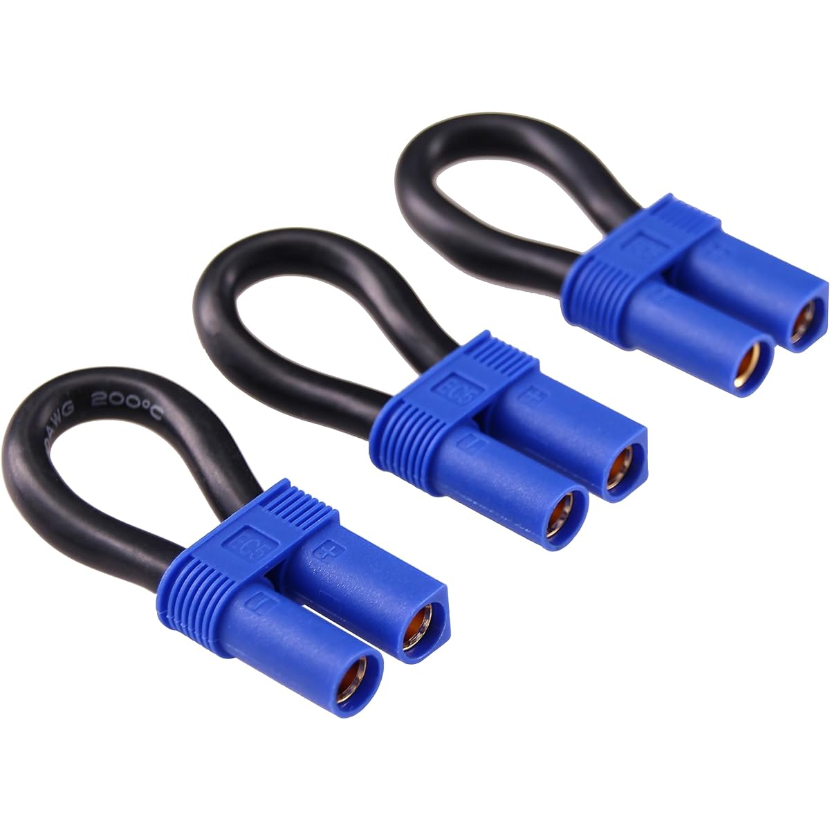 rflaueo 3pcs Female Losi EC5 Jumper Short Plug 10awg Battery Eliminator Adapter SCT(E113-3)