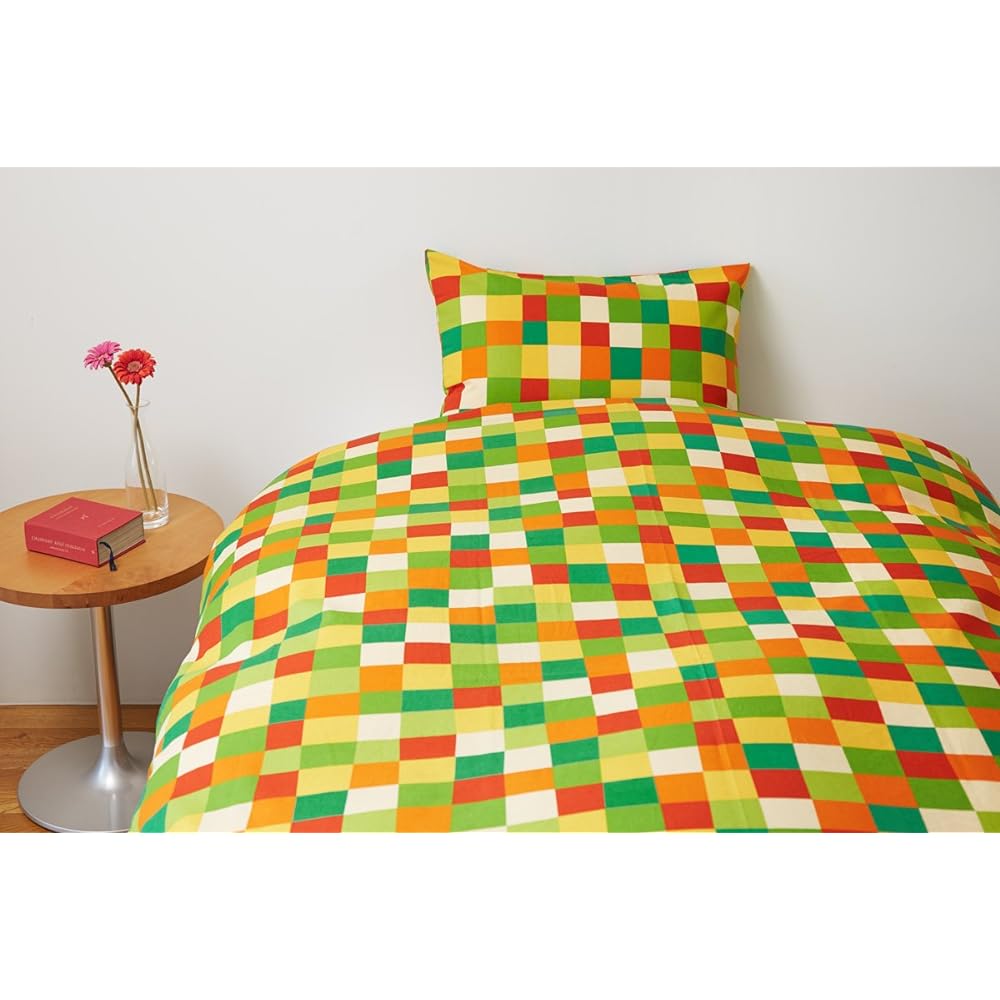 Quarter Report Duvet Cover Cotton Linen Double Pulte Green Approx. W190 x H210cm Comforter Case (Zipper Type) [Made in Japan]