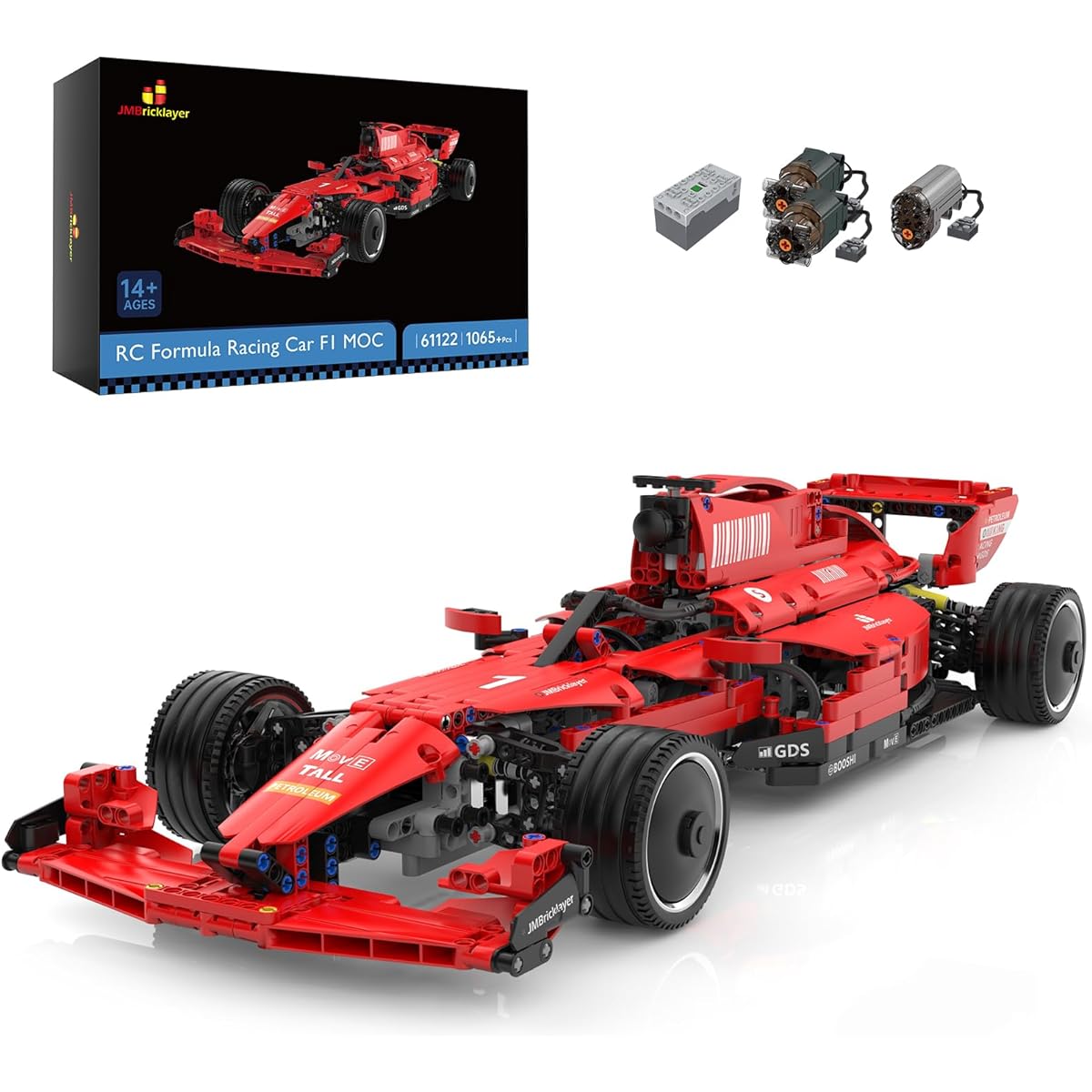 JMBricklayer F1 RC Race Car Building Set MOC Remote Control Car Building Blocks Cool Collection Model Car Kit Assembly Toy Vehicle Gift for Men/Boys/Teens/Adults (1065 Pieces)