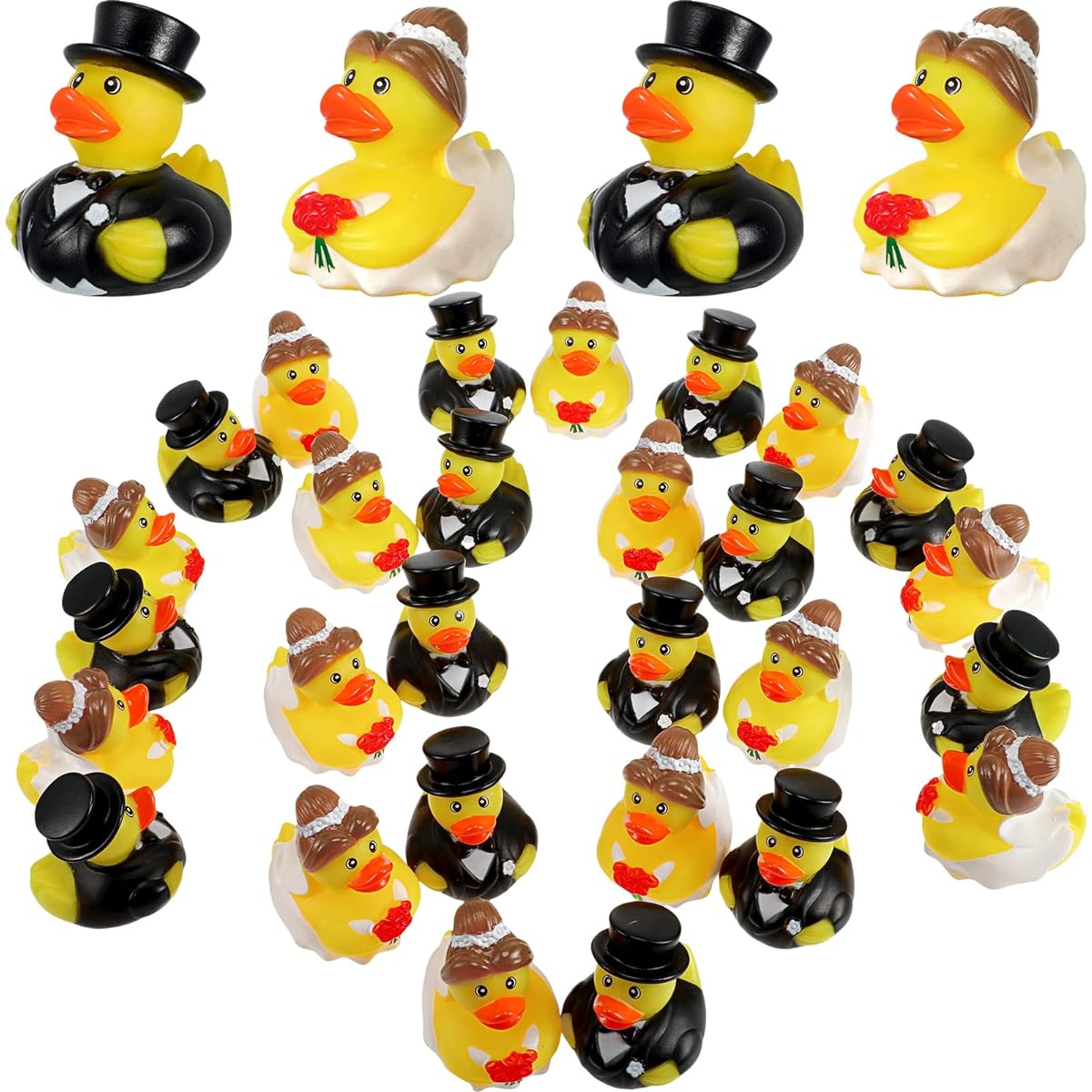 Jerify Bride and Groom Duck Bath Toy 2.5 Inch Wedding Rubber Duck Marriage Mini Rubber Duck Bulk Small Duck Wedding/Baby/Bridal Shower/Gift/Souvenir(24)