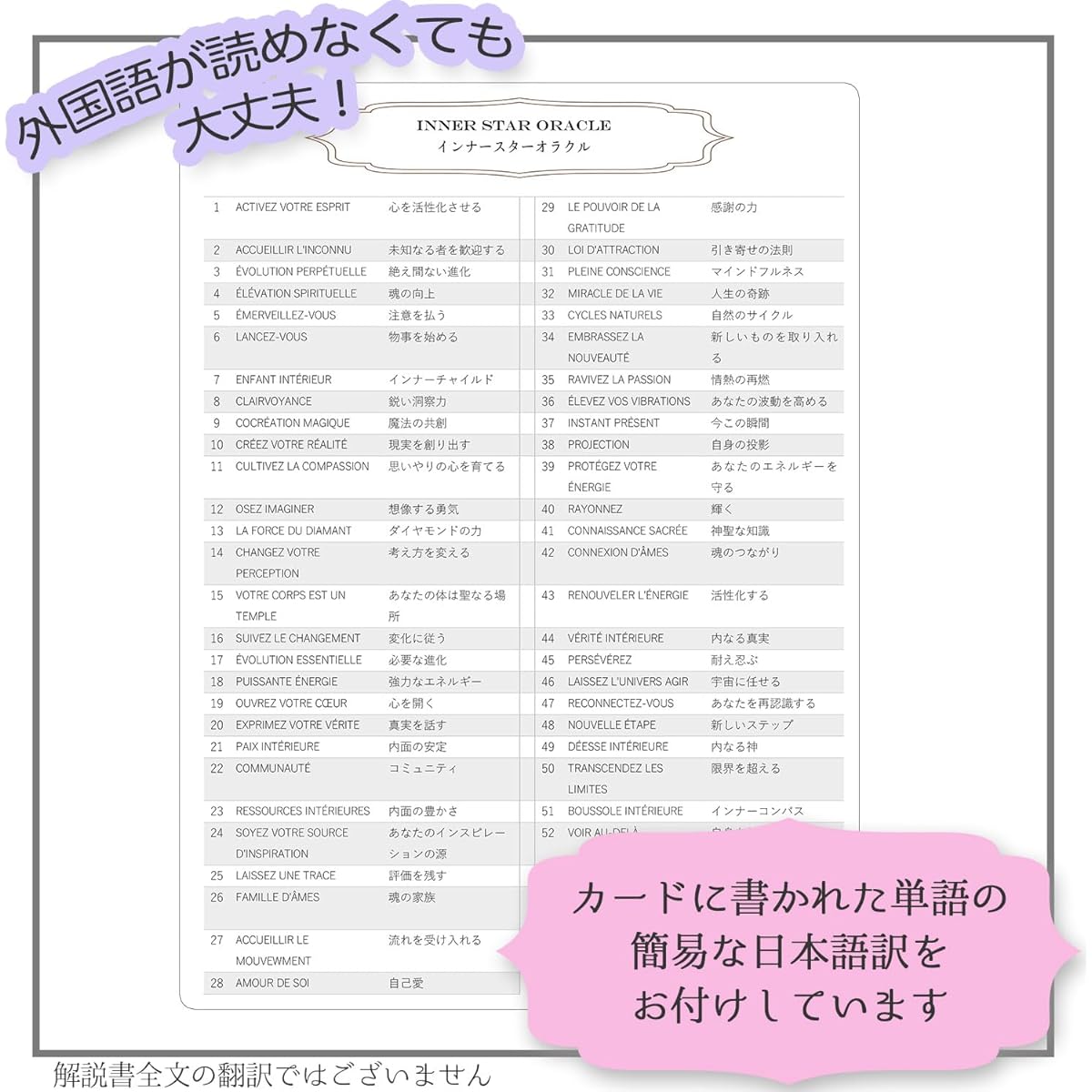 [Genuine product] INNER STAR ORACLE [Oracle card meanings with Japanese list] Tarot fortune telling