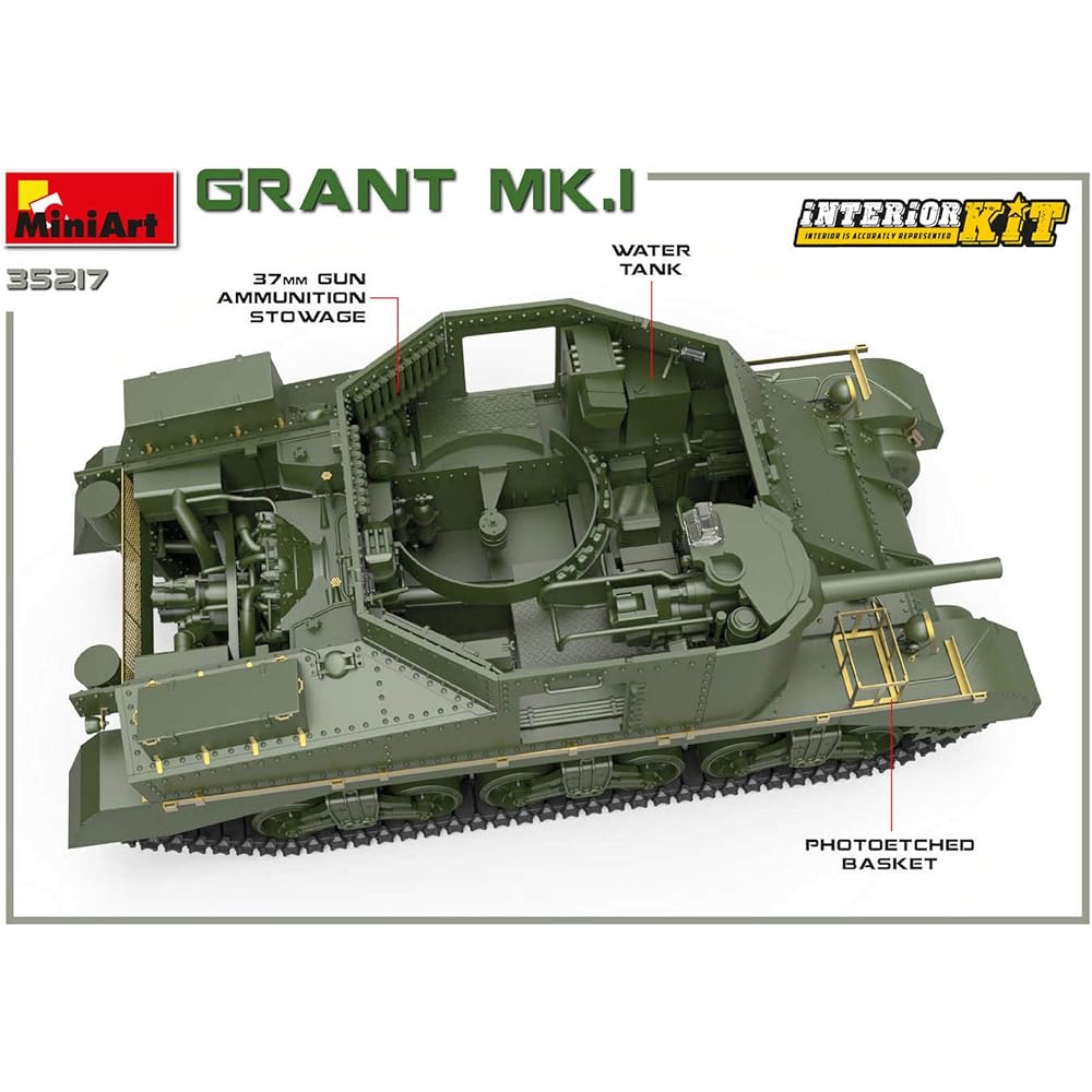 Miniart 1/35 British Army Grant Mk.1 Full Interior (Internal Reproduction) Plastic Model MA35217