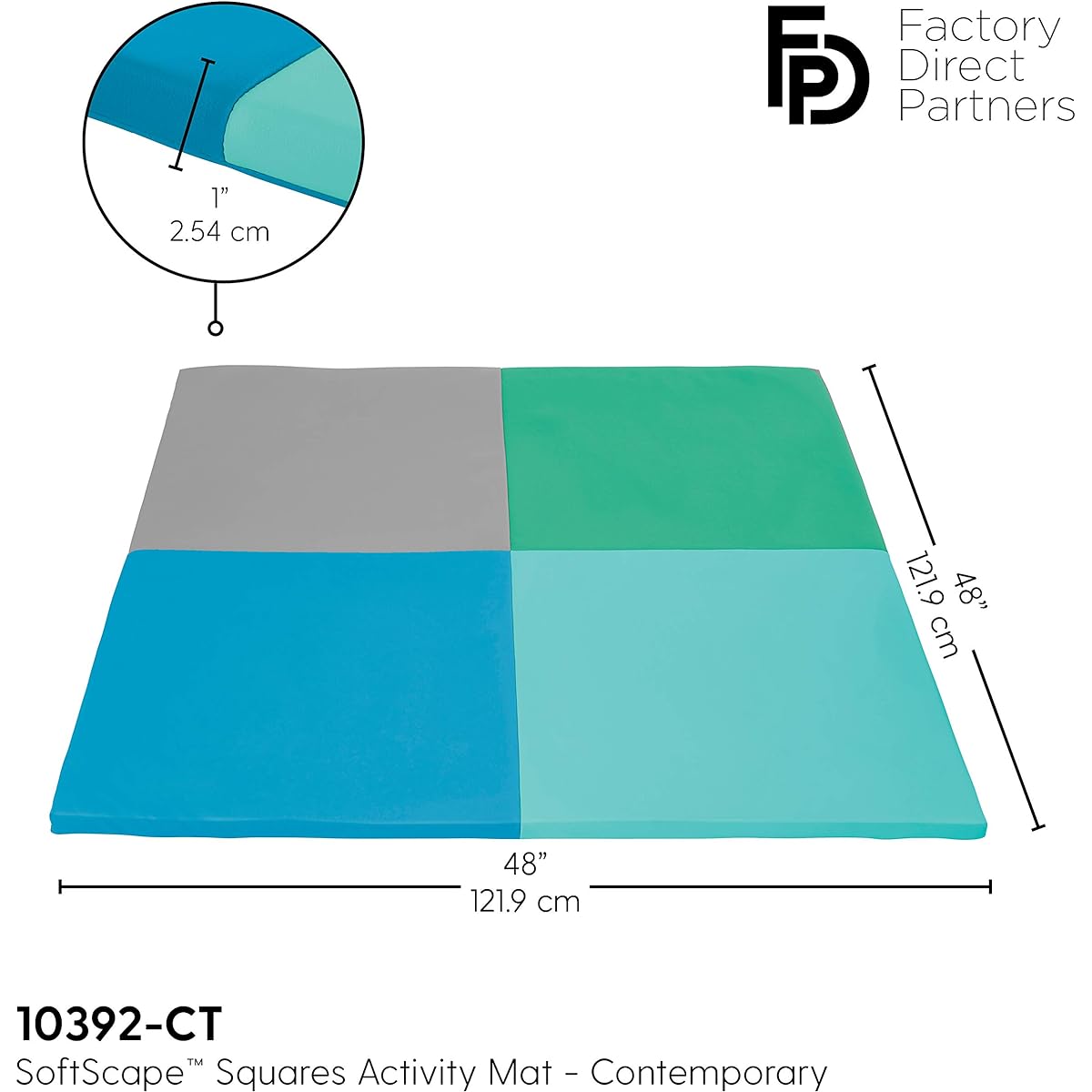 FDP SoftScape Square Activity Mat for Infants and Toddlers Baby Tummy Time Soft Foam Colorful Play Contemporary
