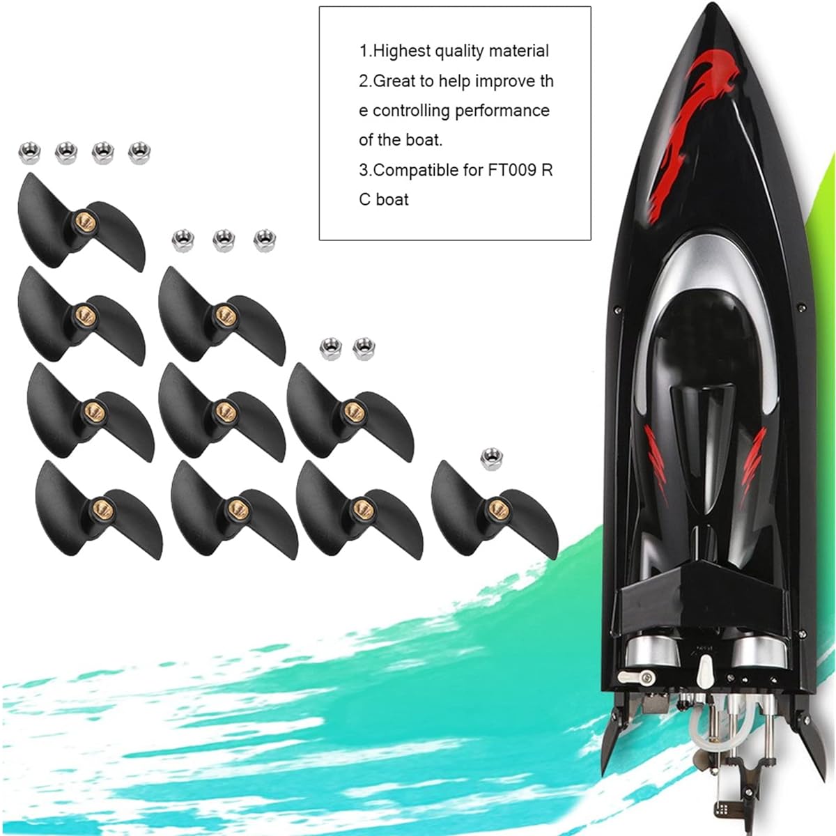 plplaaoo Propeller Model RC Boat Propeller Brushless Remote Control Boat Tail Propeller Spare Parts Kit for FT009 RC Boat 10pcs
