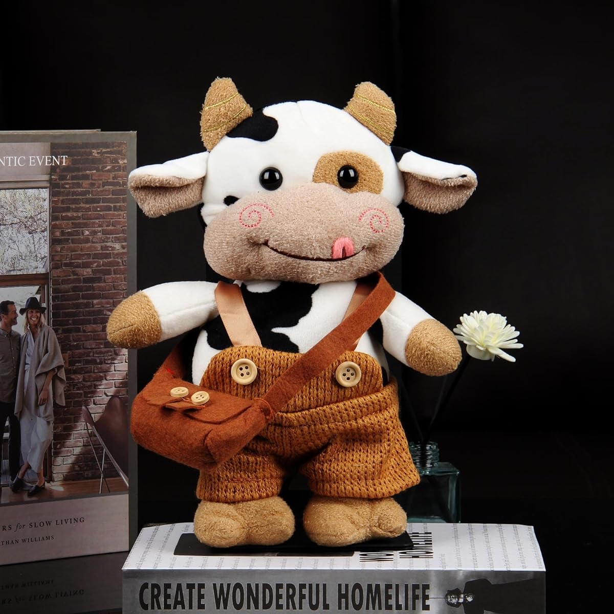 BSTSELER Cow Bull Stuffed Animal 12" Large Milk Pillow Soft Cow Plush Toy Cow Hug Pillow Stuffed Animal Doll for Babies Kids Adults