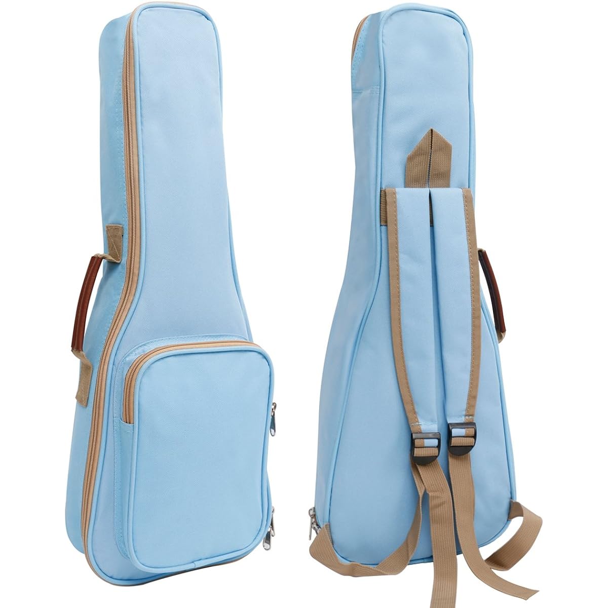 HOT SEAL 10mm Leather Handle Thick Durable Colorful Ukulele Case Bag with Storage (26 inch Light Blue)