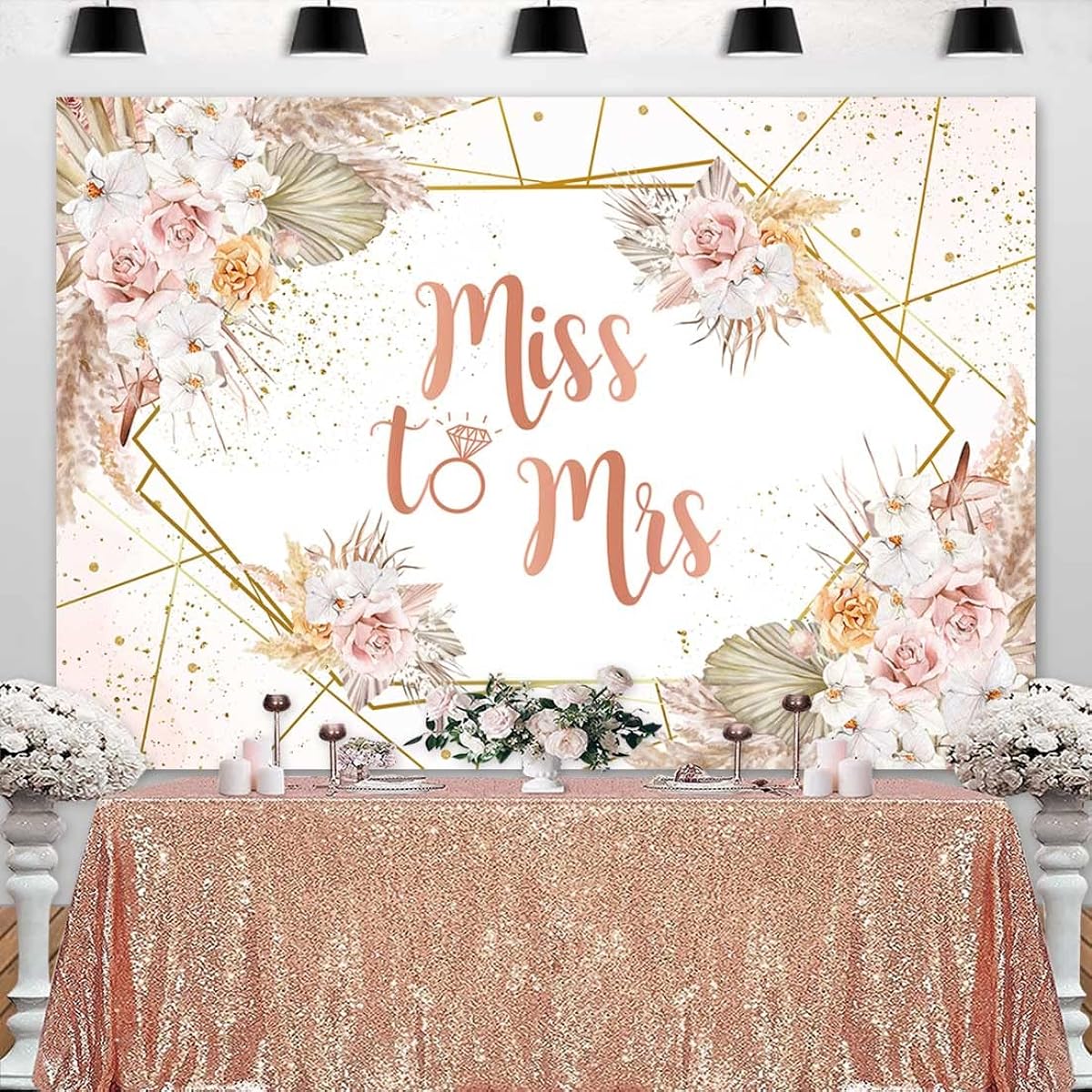 Sensfun Miss to Mrs Bridal Shower Backdrop Boho Chic Pink Floral Wedding Backdrop Bride Engagement Party Cake Table Decoration Banner Photo Booth Props (7x5ft)