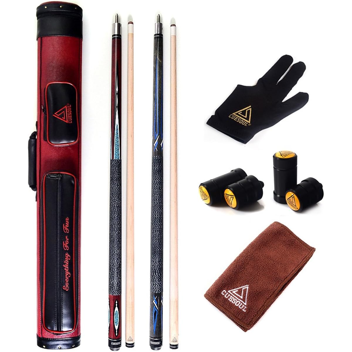 Black Scorpion CUESOUL2x2 Hard Pool Cue Combo Set Cue Sticks 2 Cue Sticks Packed in Hard Pool Cue Case