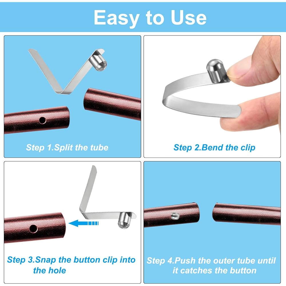 PATIKIL Kayak Paddle Snaps Set of 16 Tent Pole Clips Steel V Shaped Single Pin Push Button Spring Clips Tube Pole Clips for Camping Awning