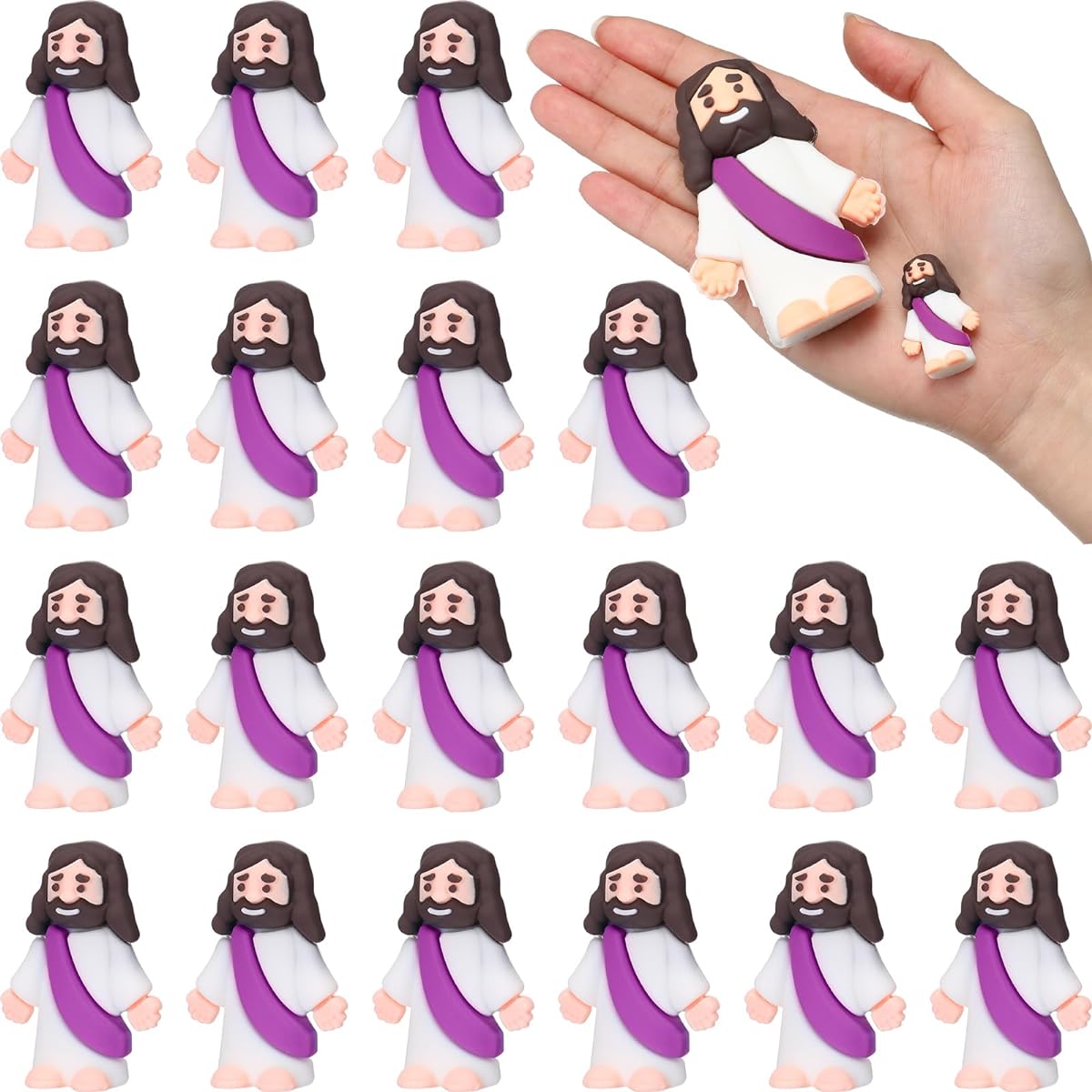 Barydat 3.2" Bulk Jesus Figurines Religious Toys Gifts Jesus Gifts Classic Christ the Redeemer Jesus Dolls for Religious Party Favors Easter Egg Stuffers Christmas Decorations (15 Pieces)