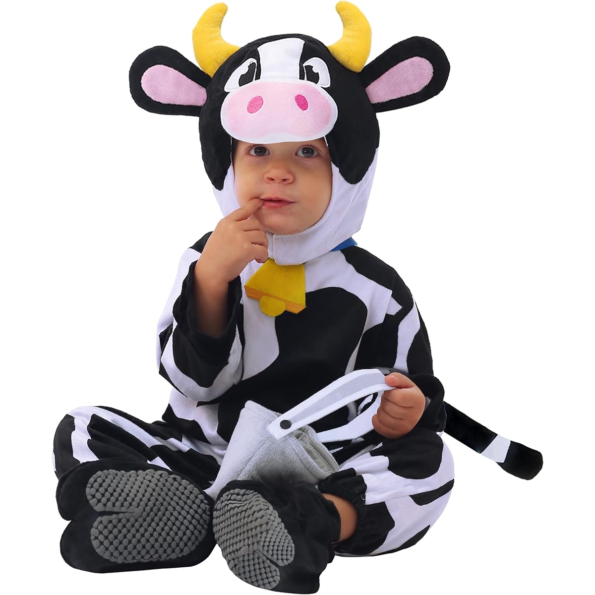 Spooktacular Creations Dairy Cow Costume with Milking Bucket for Toddlers and Kids Halloween Farm Party Dress Up