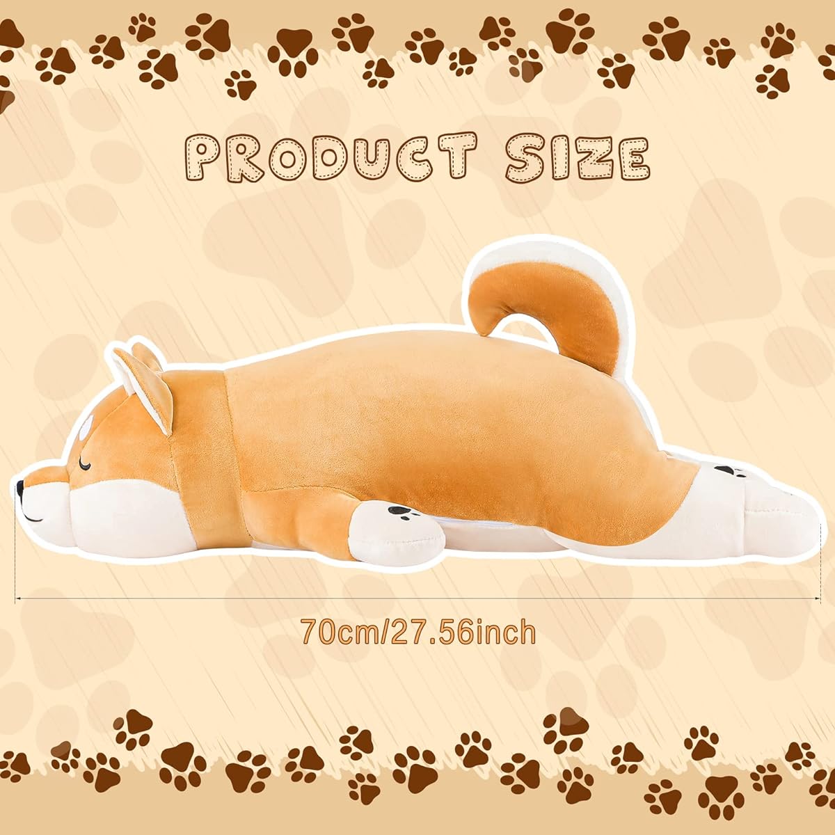 28" Giant Shiba Inu Stuffed Animal Plush Toy Dog Stuffed Animal Shiba Inu Pillow Large Animal Hug Pillow Soft Corgi Plush Sleeping Puppy Doll Gift for Teens Adults Home Office Birthday Decor