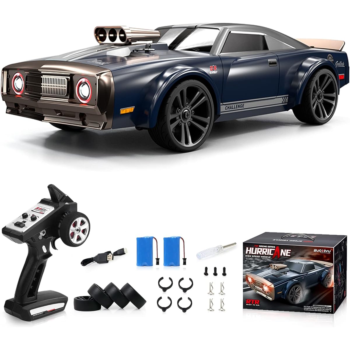 Desdoni RC Drift Car Remote Control Car 1/16 Scale 38KM/H High Speed 4WD RC Car 2.4Ghz Steering Control Full Scale with LED Light 2 Rechargeable Batteries Racing Gift for Kids and Adults
