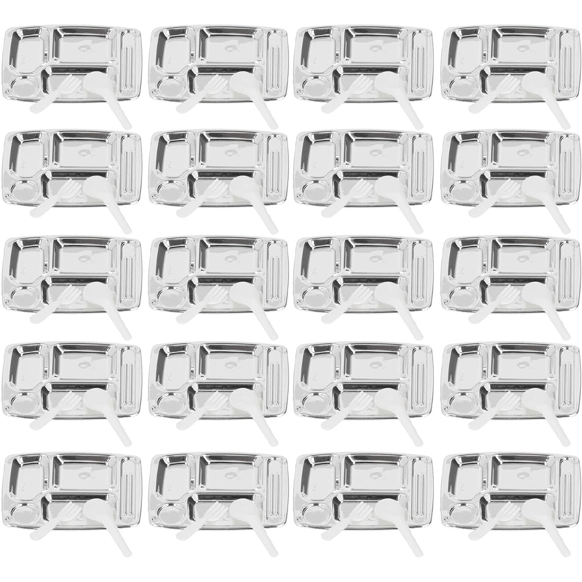RiToEasysports 20 Sets Dollhouse Dinner Tray Model Miniature Resin Doll Lunch Plate with Spoon Fork 1/12 1/6 Dollhouse Accessories