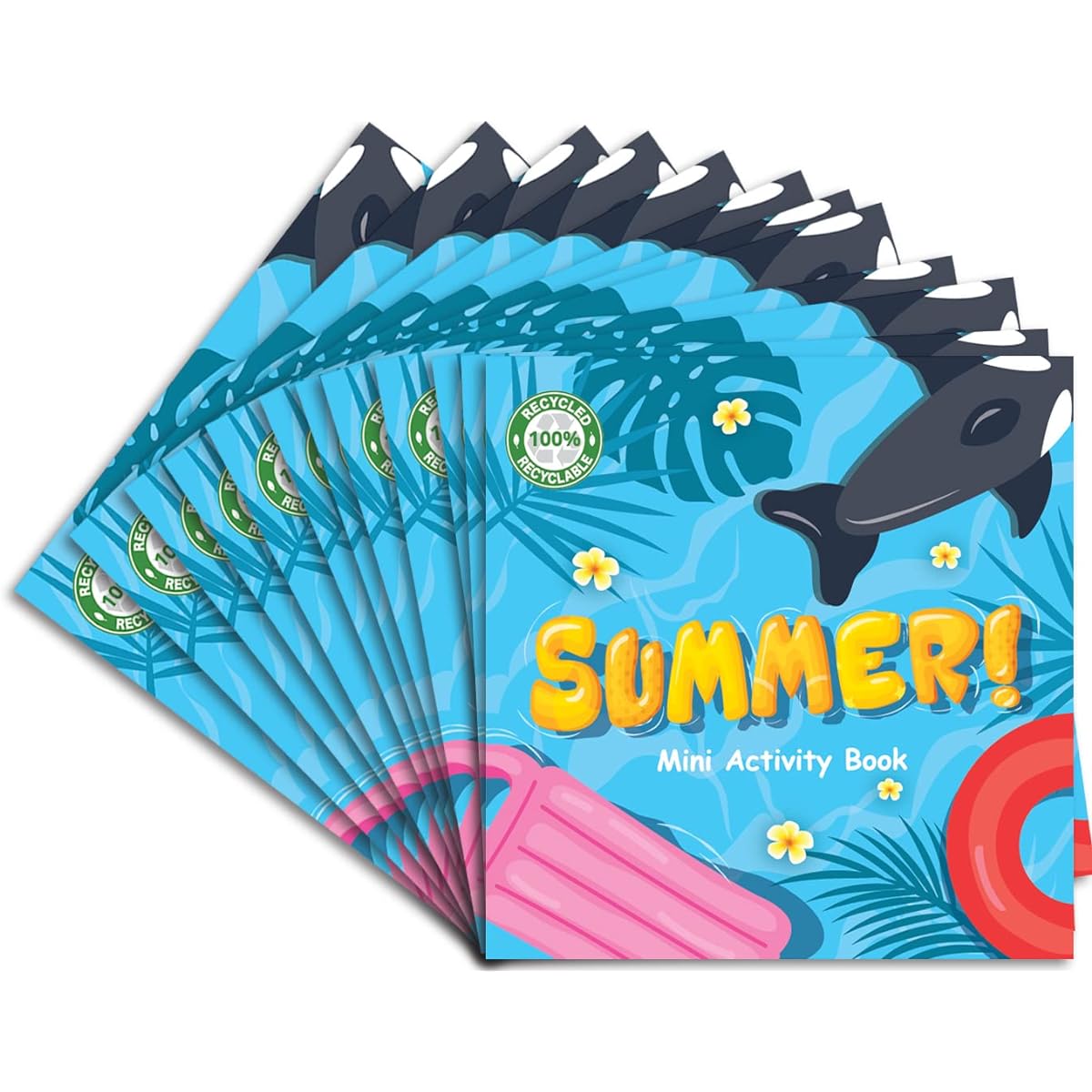 Summer Kids Party Favors Mini Activity Books for Pool, Year End, School, Camping, Party, Pack of 12, 4.75 x 4.75 inches