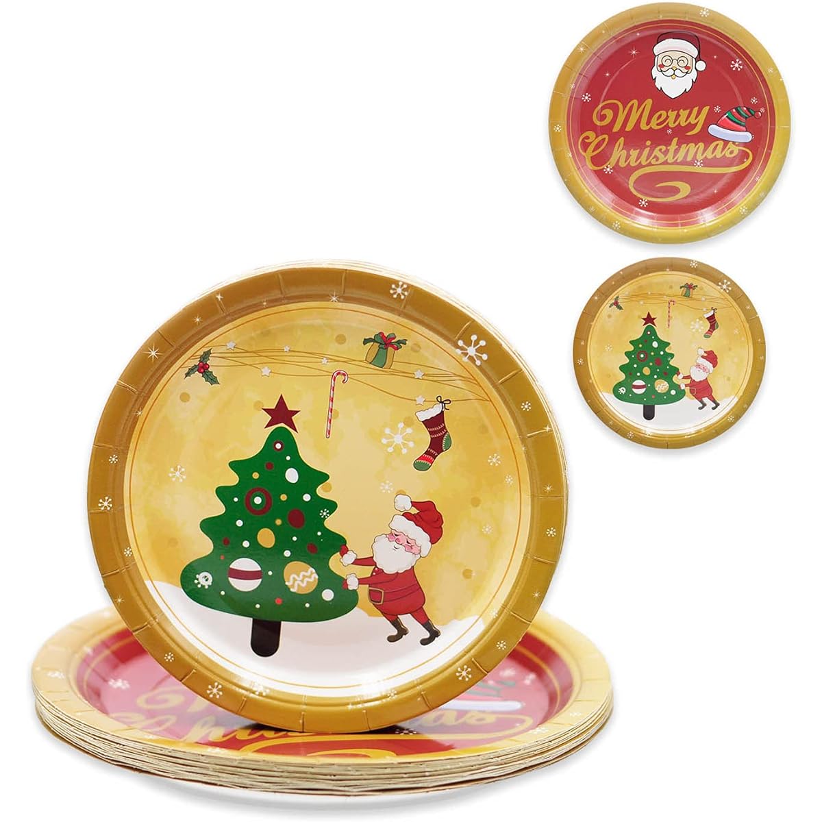 Christmas Party Plates Disposable Paper Plates Christmas Party Supplies Decoration Pack 20 9" Dinner Plates 20 7" Dessert Plates Tableware Set Serves 20 Guests