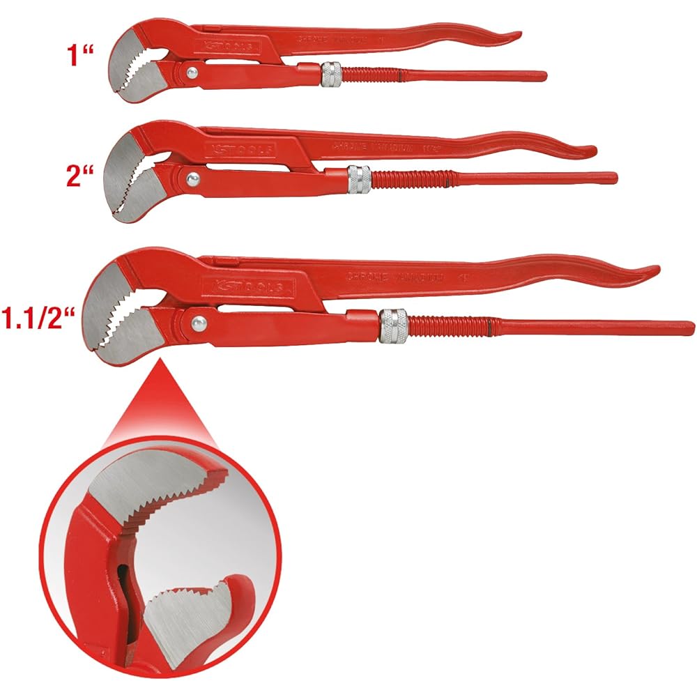 KS TOOLS Swedish pattern pipe wrench 45° angled set Swed. pattern pipe wrench 45° angled set 113.2100