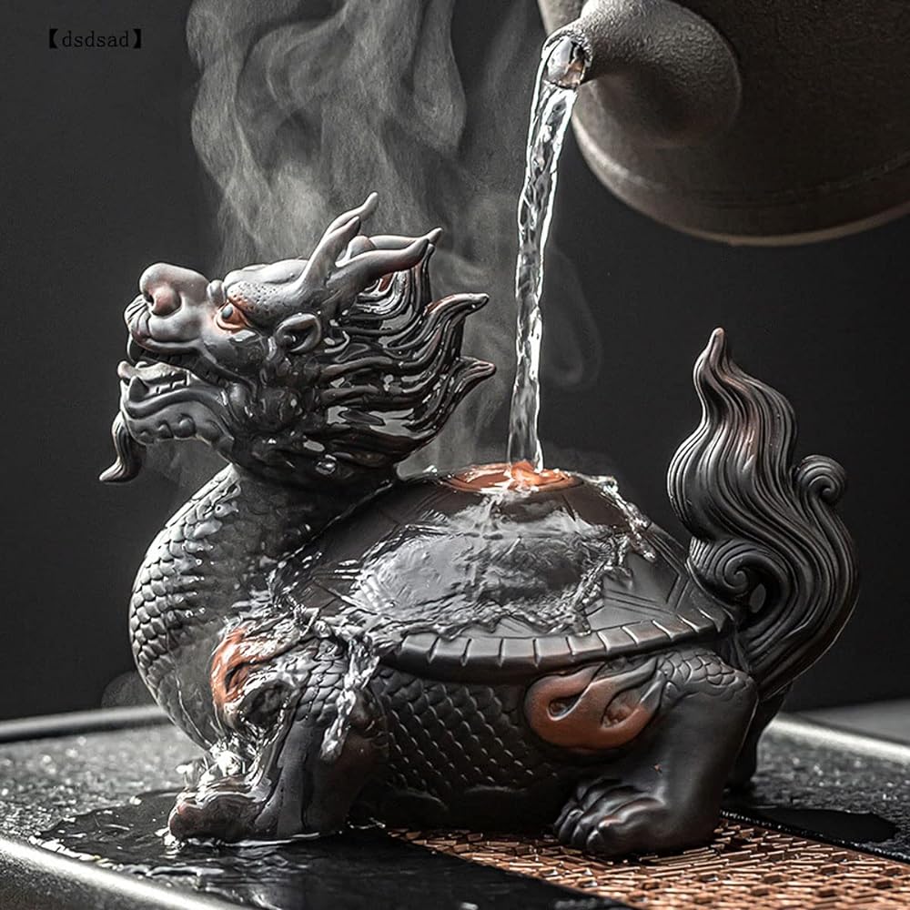 Longui Ceramic Ornament, Object, Prosperous Business, Good Luck Goods, Increases Financial Luck, Feng Shui Goods, Amulet, Figurine (Height 15.5cm x Width x 18cm Depth x 12cm)