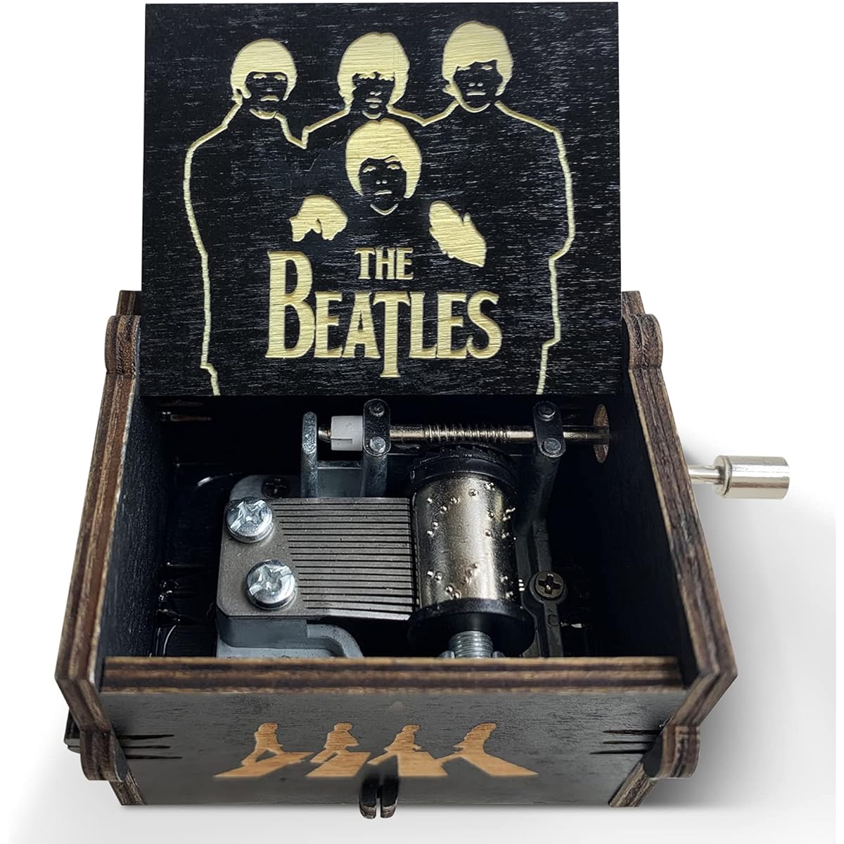 veratwo The Beatles Gifts - Hand-Cranked Engraved Vintage Wooden Music Box, Beatles Fans Favorite Collection Birthday/Christmas/Valentine's Day Gift for Friends and Family