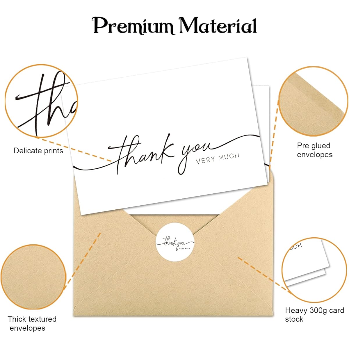 BGTCARDS Thank You Cards with Envelopes, Bulk Pack of 100, 4" x 6" Professional Looking | Suitable for Business, Baby Shower, Wedding, Small Business, Graduation, Bridal Shower, Funeral