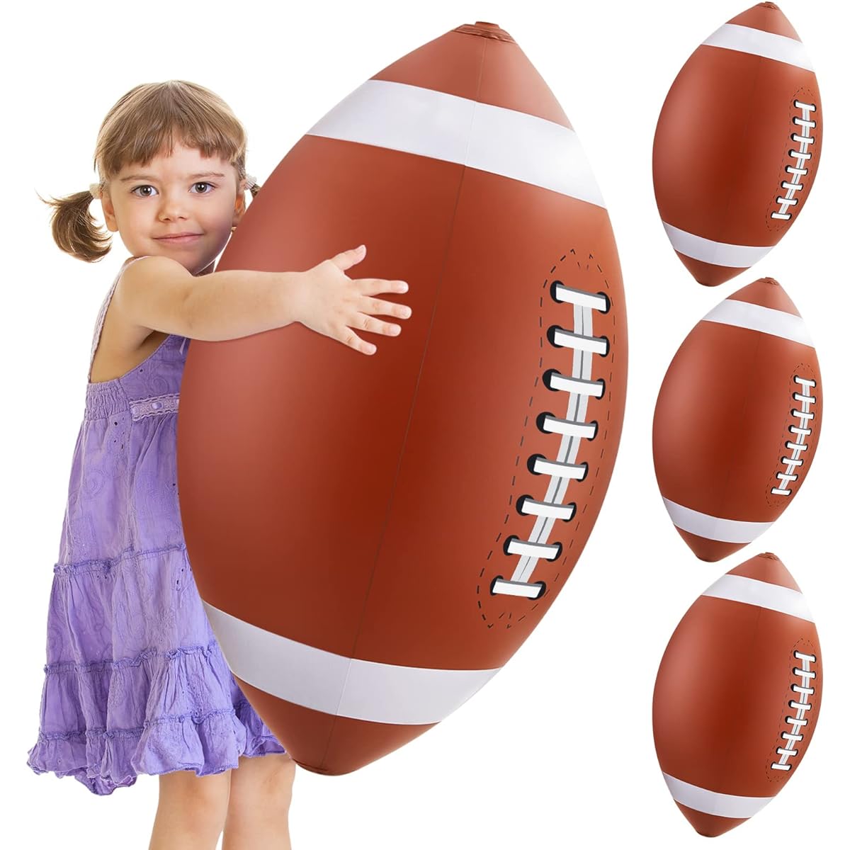 Lewtemi Giant Inflatable Football for Kids, 27" Large Inflatable Sports Balls, Jumbo Beach Ball, Football Party, Game Day Favors, Football Theme Party Decorations, Outdoor Sports, Photo Props