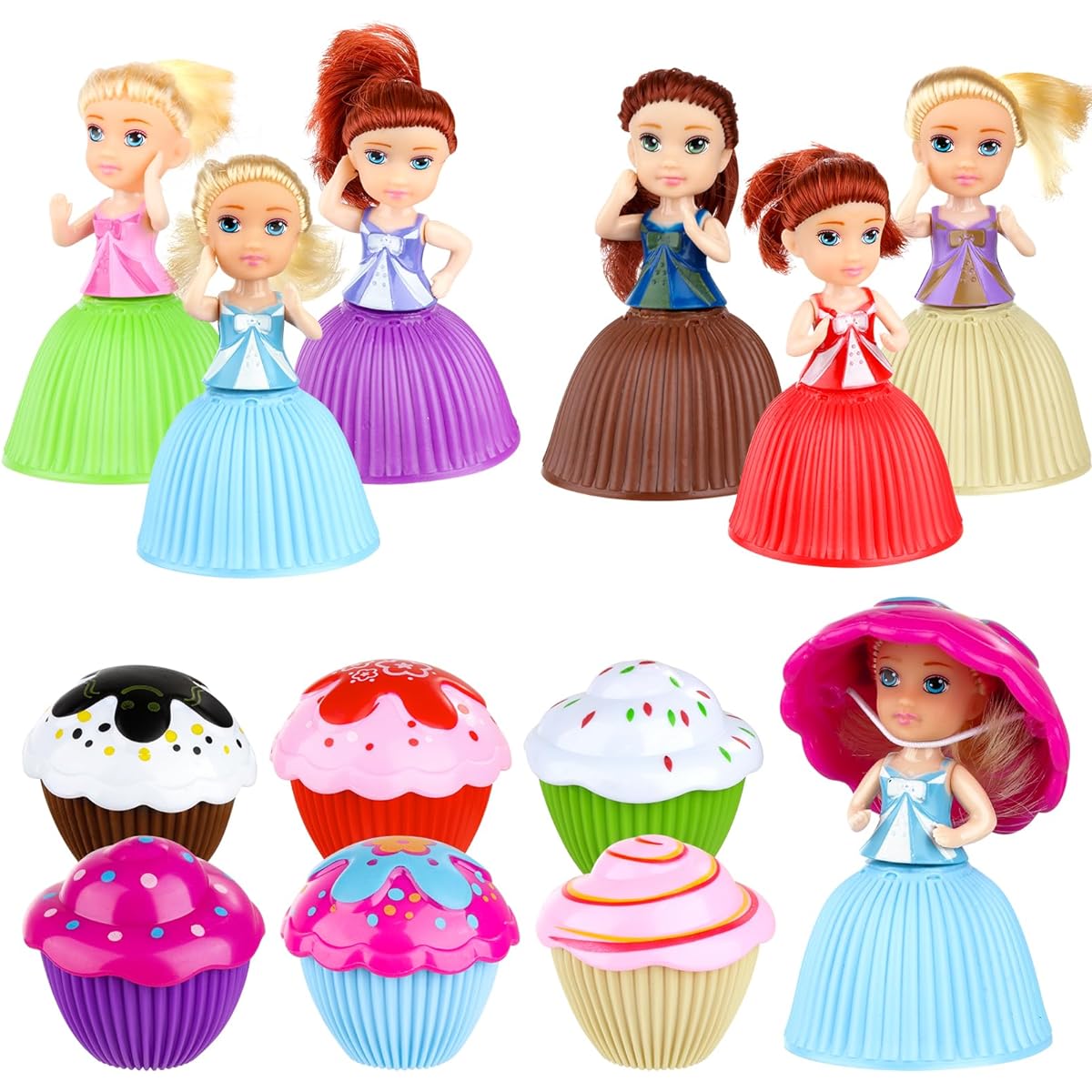 Christoy 12pcs Mini Beautiful Cake Doll Toys Surprise Cupcake Princess Doll Toys for Kids Transformable Scented Girls Funny Game Gifts (12pcs)
