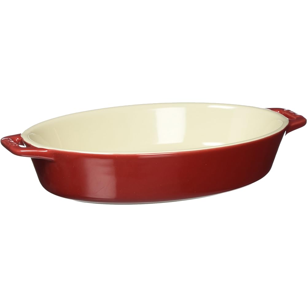 staub "Rectangular Dish Cherry 27 x 20cm" Ceramic Gratin Dish Oven Microwave Safe [Authorized Japanese Product] Dish 40508-590