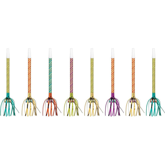 Assorted New Year's Extended Blowout Horns - 17" - Multicolor - 24 pcs