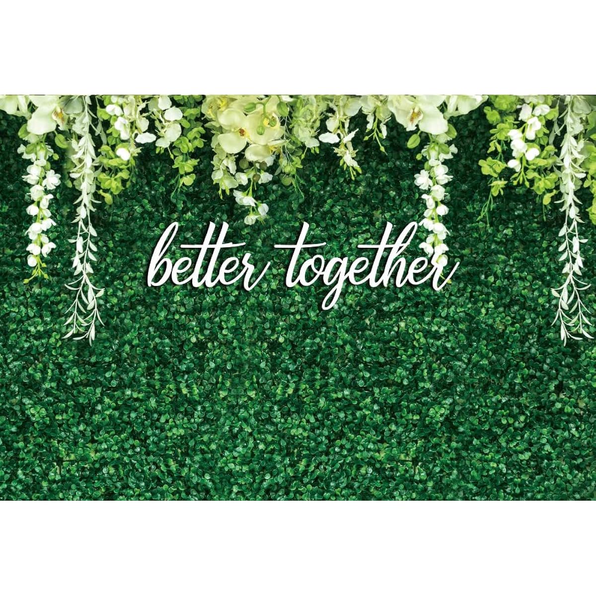 Leyiyi 10x7ft Better Together Backdrop Wedding Party Green White Floral Banner Bridal Shower Couples Party Supplies Green Leaves Wall Background Decoration Photo Booth Studio Props Gift Banner