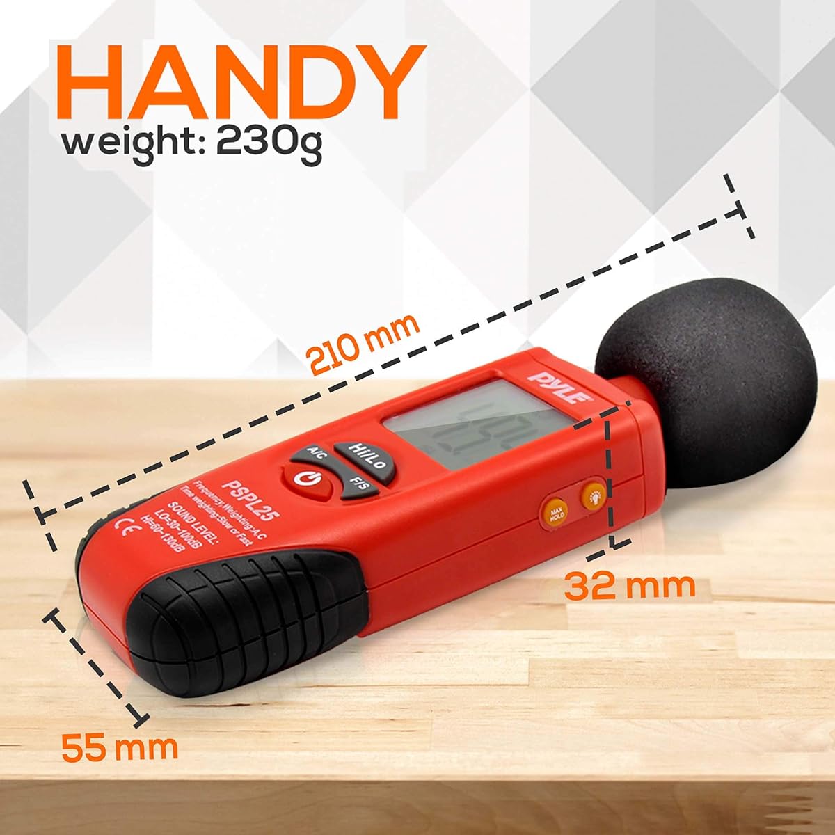 Pyle pocket digital sound level meter / decibel meter with LCD display for type A and C frequency weighting. Ideal for musicians and audio professionals, DJs etc.