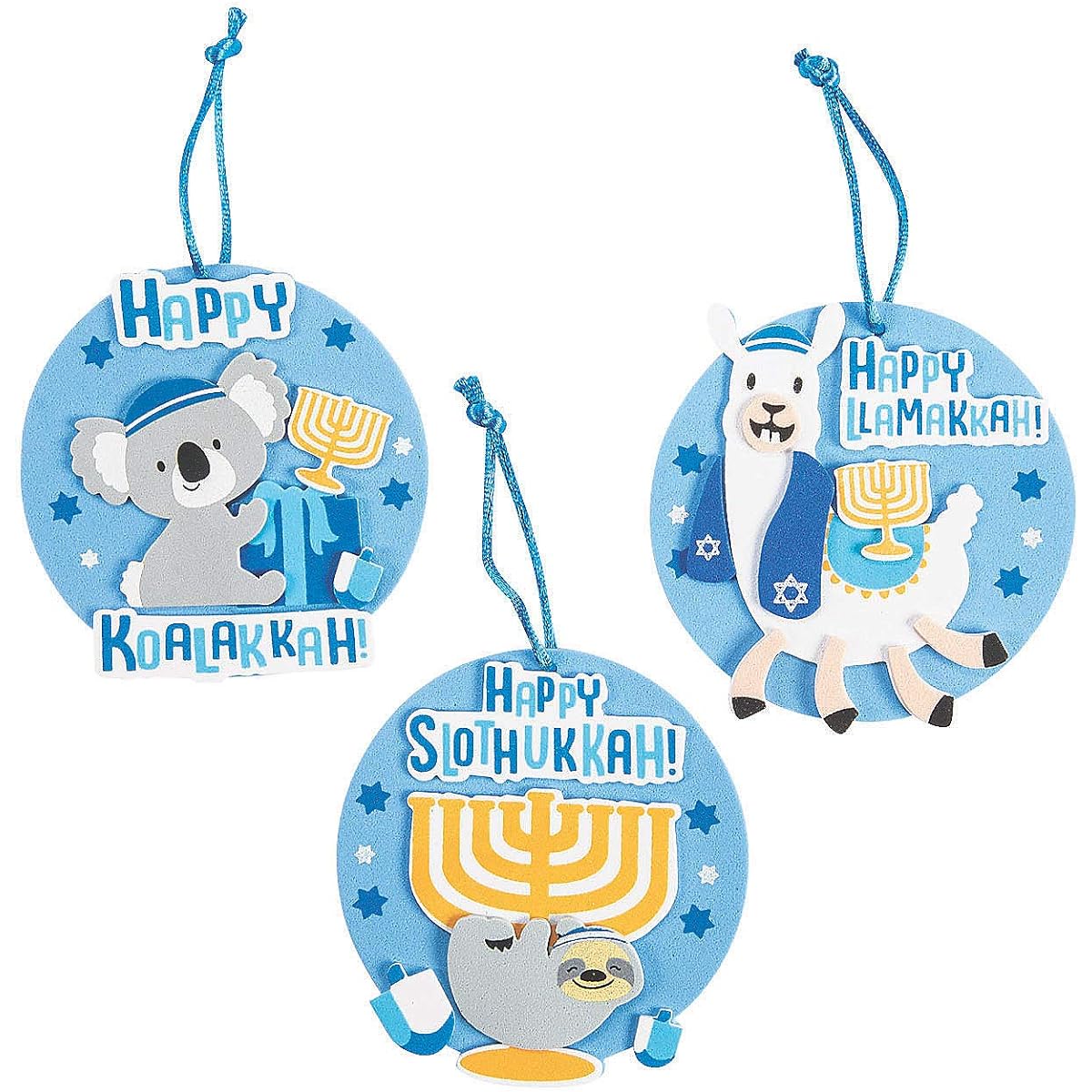 Fun Express Animal Hanukkah Ornament Craft Kit (12 Pieces) Jewish Crafts for Kids