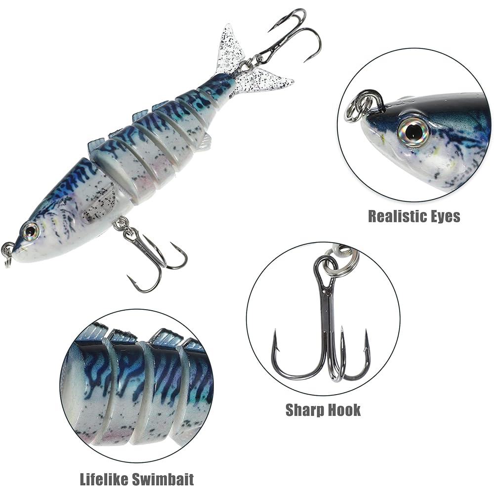 VOCOSTE Fishing Lures for Bass Trout Jerkbait for Bass Fishing Lifelike Freshwater Lures ABS Blue 0.06lb 3pcs