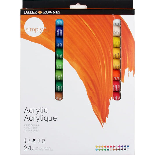 Daler-Rowney Simply Soft-Bodied Acrylic Color Set of 24 0.4 oz Tubes