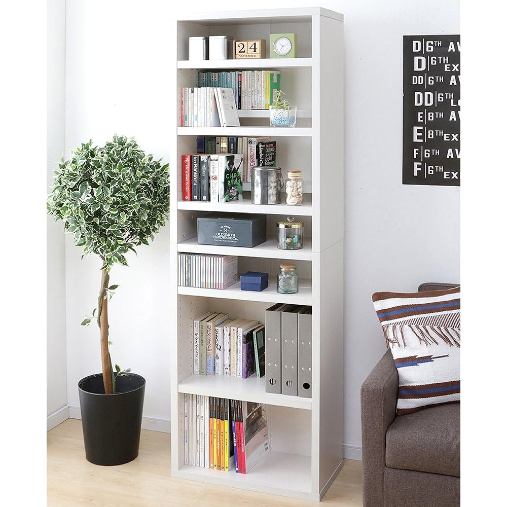 Iris Ohyama Bookshelf Large Capacity Slim Comic Rack Bookshelf Width 59 Off White BKSW-1860