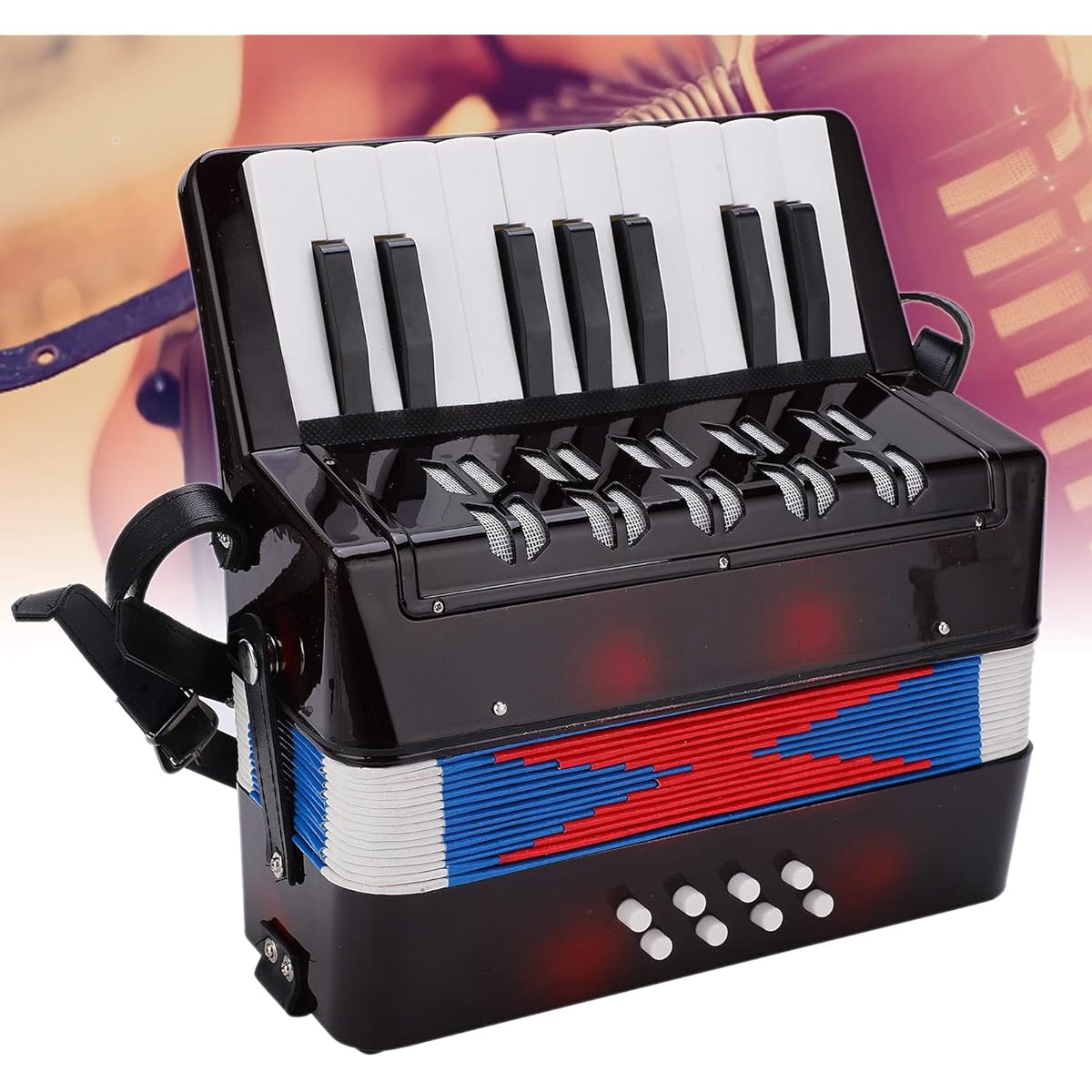 Piano Accordion 17 Keys 8 Bass Beginner Accordion Musical Instrument Hand Keyboard Rhythm Training Spring Instrument