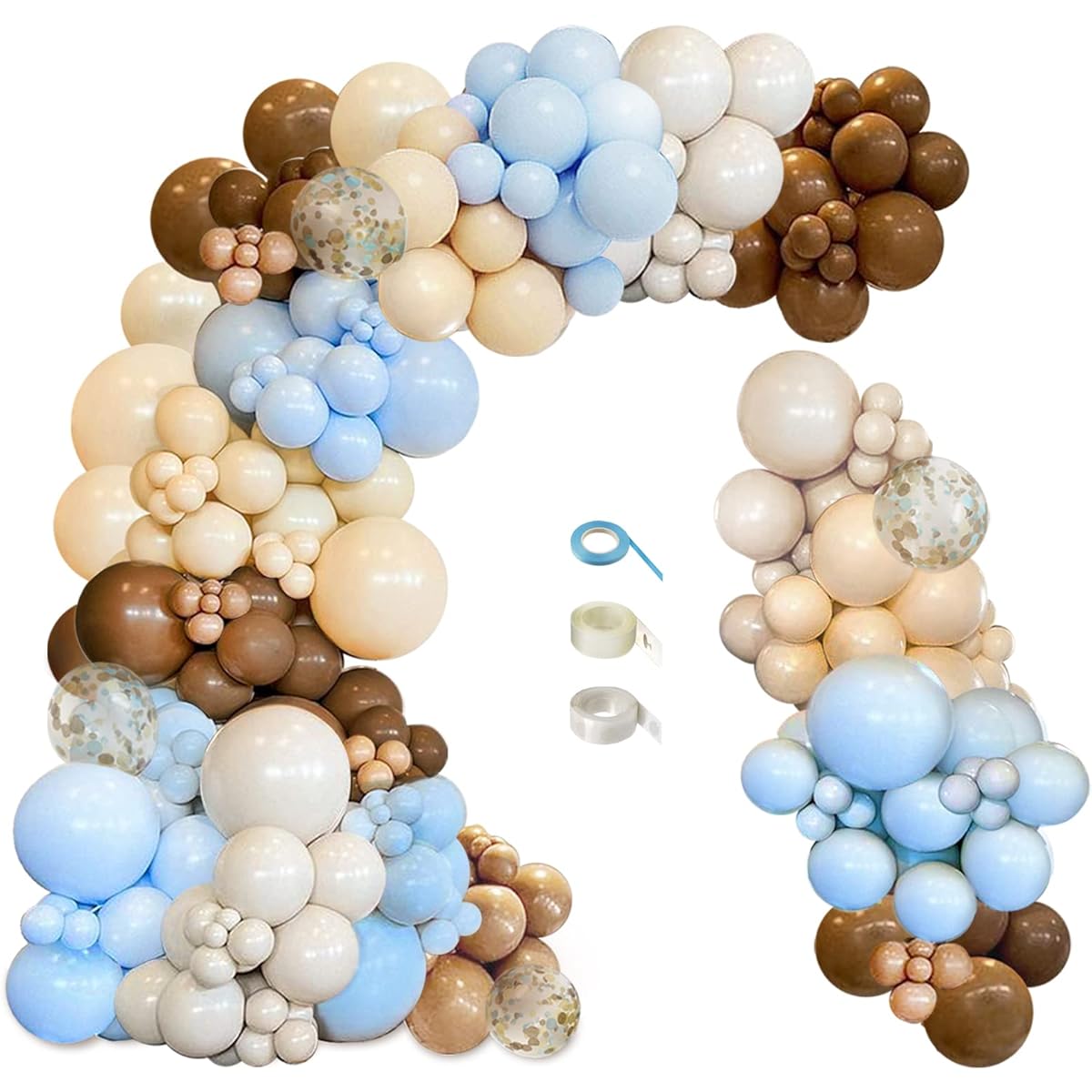 iLaFm 148pcs Brown Coffee Blue Balloons Garland Arch Kit Boho Tan Teddy Bear We Can Bearly Wait Shower Gender Reveal Birthday Wedding Party Supplies Decorations