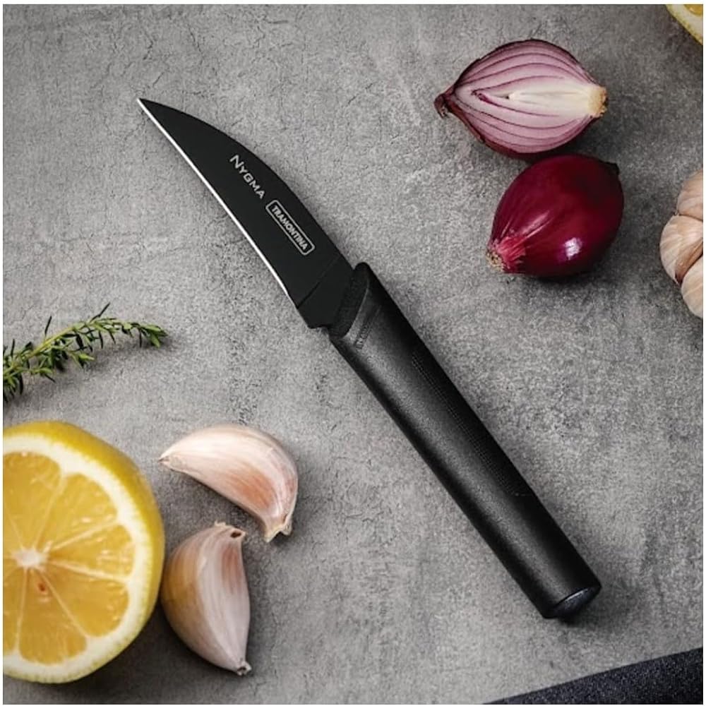 Tramontina Nigma [Antibacterial] Ultra-light black knife cutlery set of 3 Durable heat-resistant stainless steel 3 degree heat treatment Boxed Antibacterial handle Respect for the Aged Day Housewarming Gift Made in Brazil 23699/080 TRAMONTINA