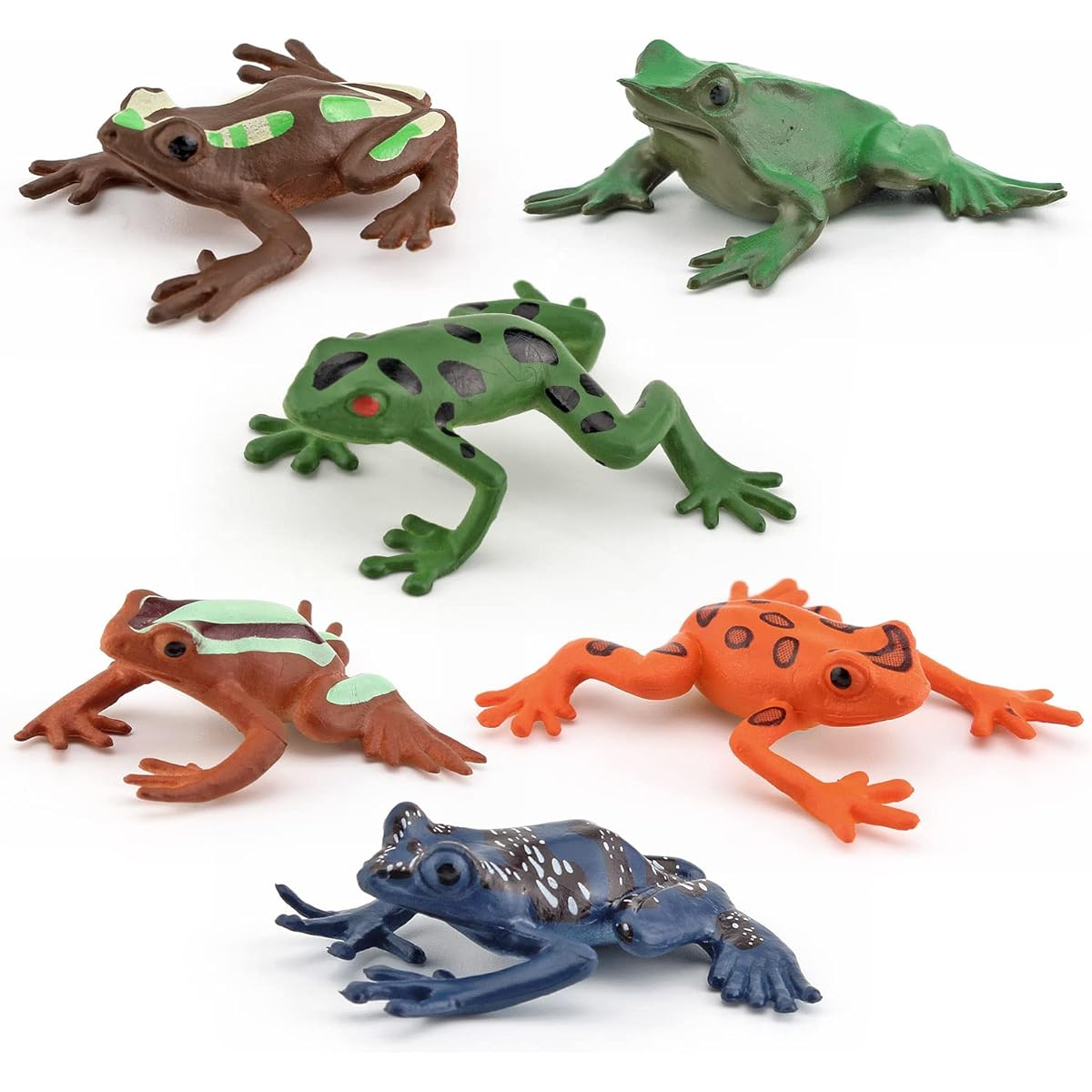 Wild Animal Frog Model Playset 6 Pieces Mini Frog Figures Figurines Family Party Favors Cake Topper Set Toys for 5 6 7 8 Years Old Boys Girls Kids Toddlers
