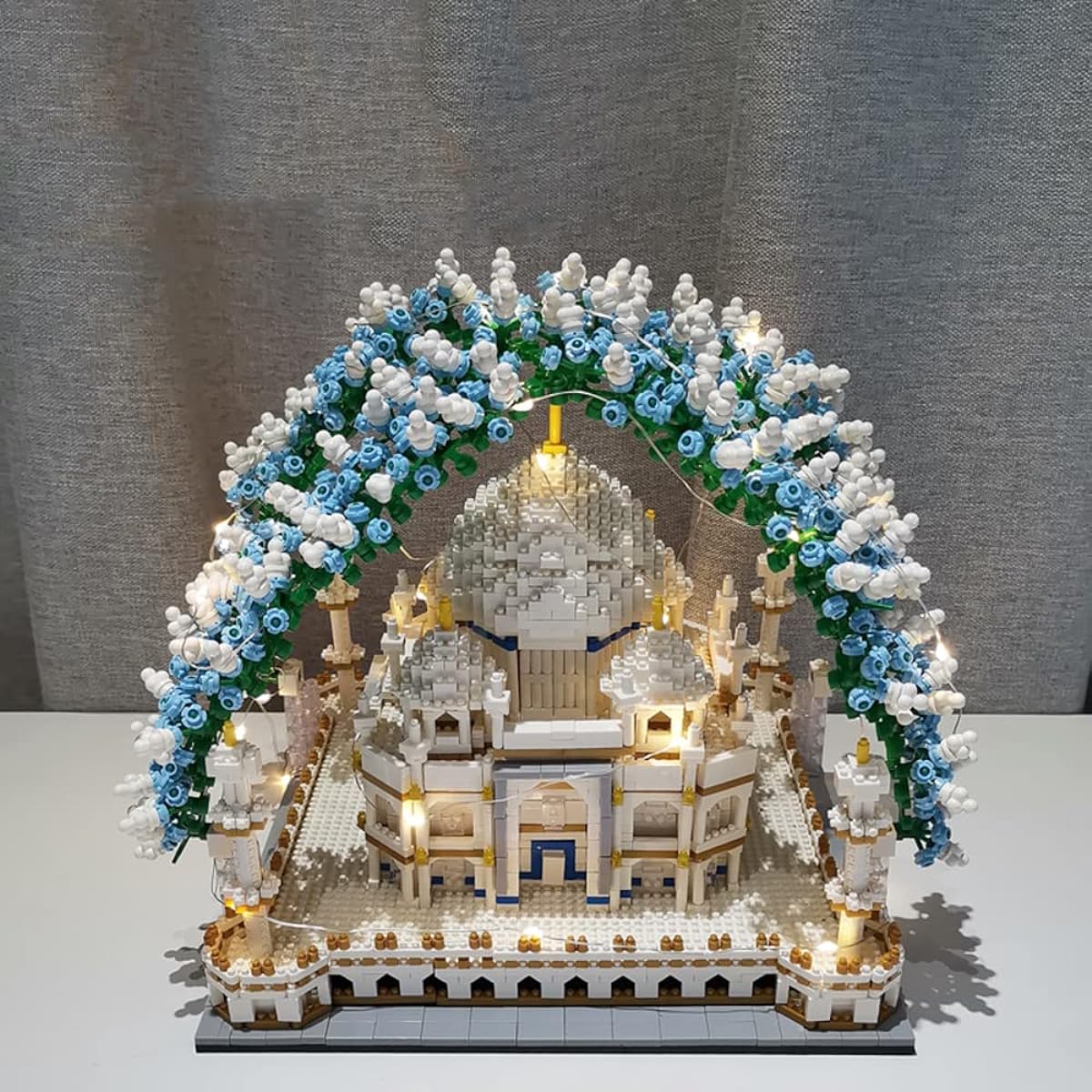 Taj Mahal 3950pcs+ World Famous Architectural Model Small Particles Nano Mini Building Blocks Decorative Lights Included Building Blocks Kit Kids Construction Building Blocks Construction,Blue
