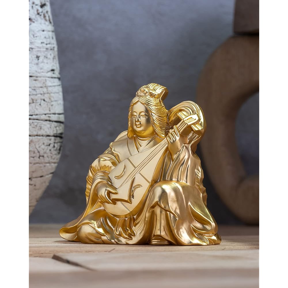 Good Luck Seven Lucky Gods Benzaiten (Gold plated/24K gold) Buddhist sculptor: Hideun Makita Prototype_Buddha statue Ornament Takaoka copperware (Benzaiten 7fg)