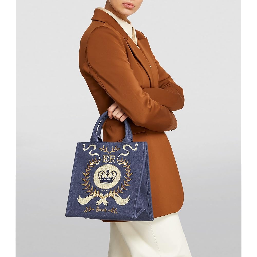 UK Harrods 2022 Platinum Jubilee Queen's Platinum Jubilee Shopper Bag Navy [Parallel Import]